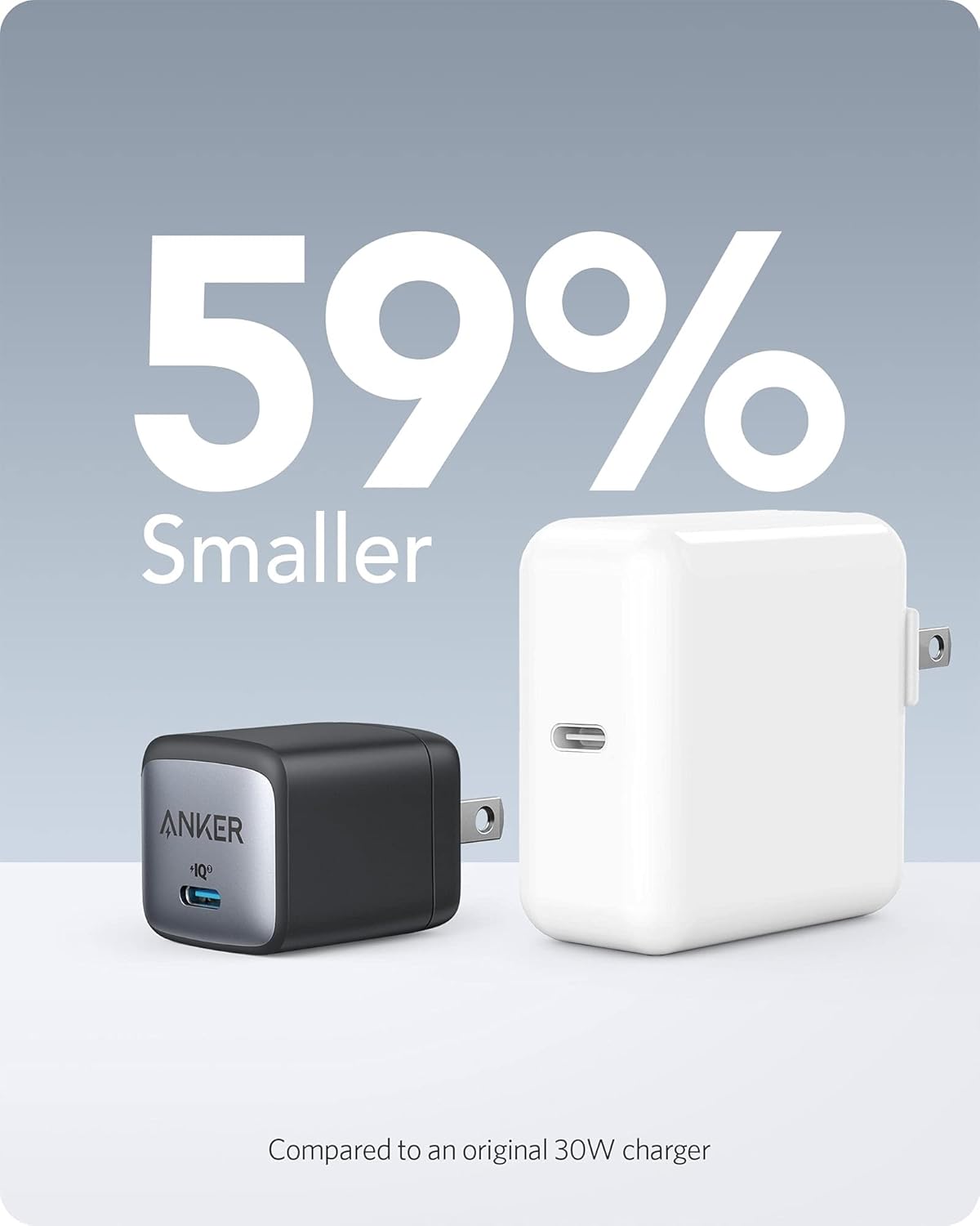 Adaptador de cargador rápido USB C Anker Nano II de 30 W