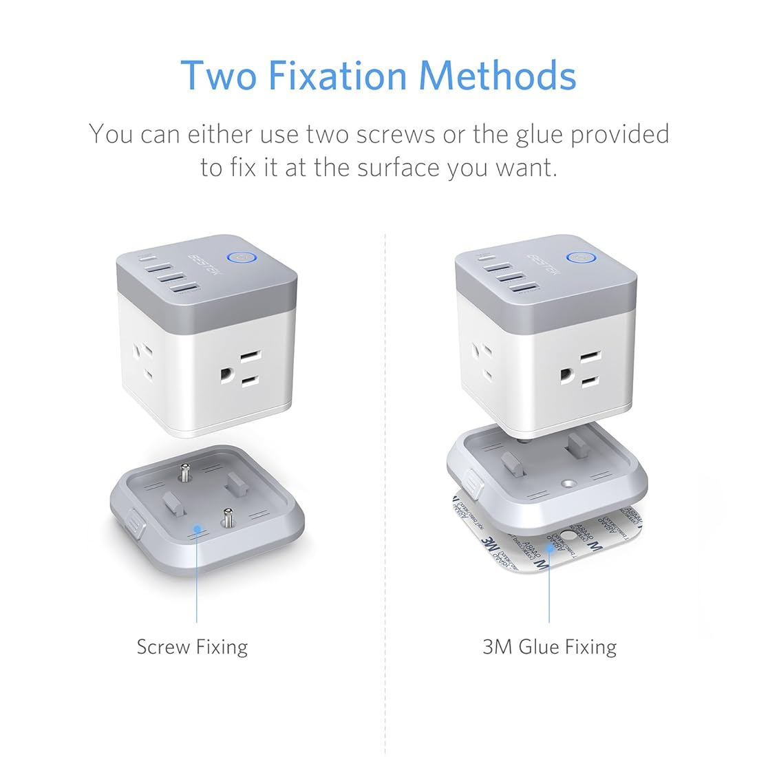 BESTEK Power Strip con USB, extensor de toma de corriente