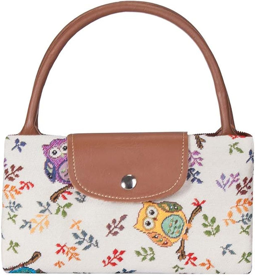 Bolsa Signare rectangular con diseño buhos y flores