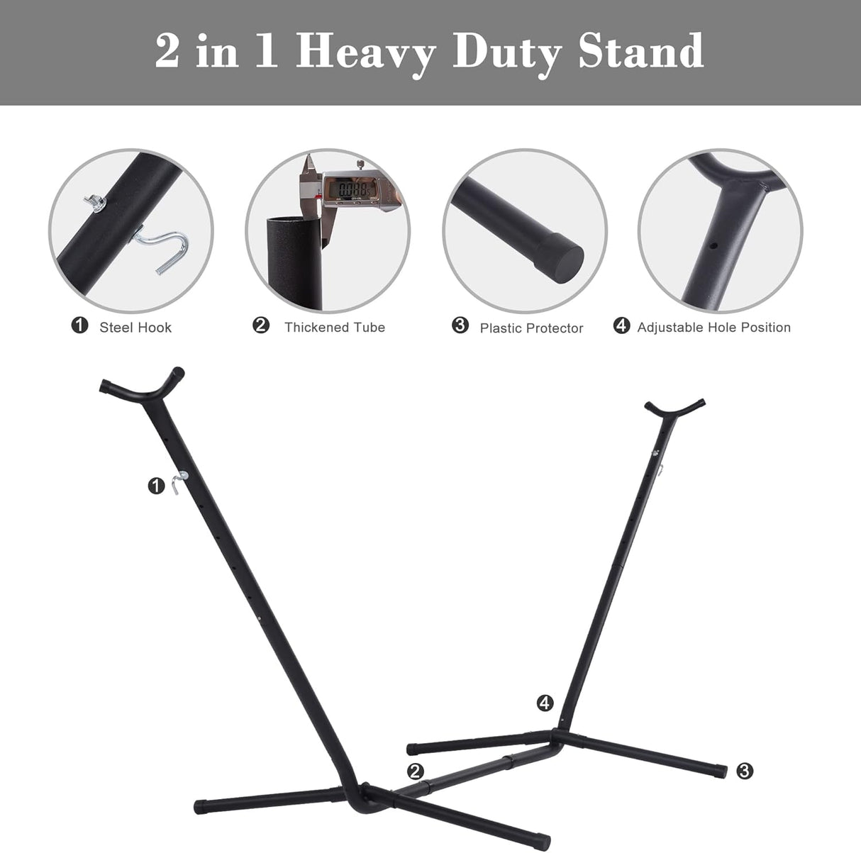 Hamaca 2 en 1 SUNCREAT con soporte, capacidad 475 lbs, modelo patentado