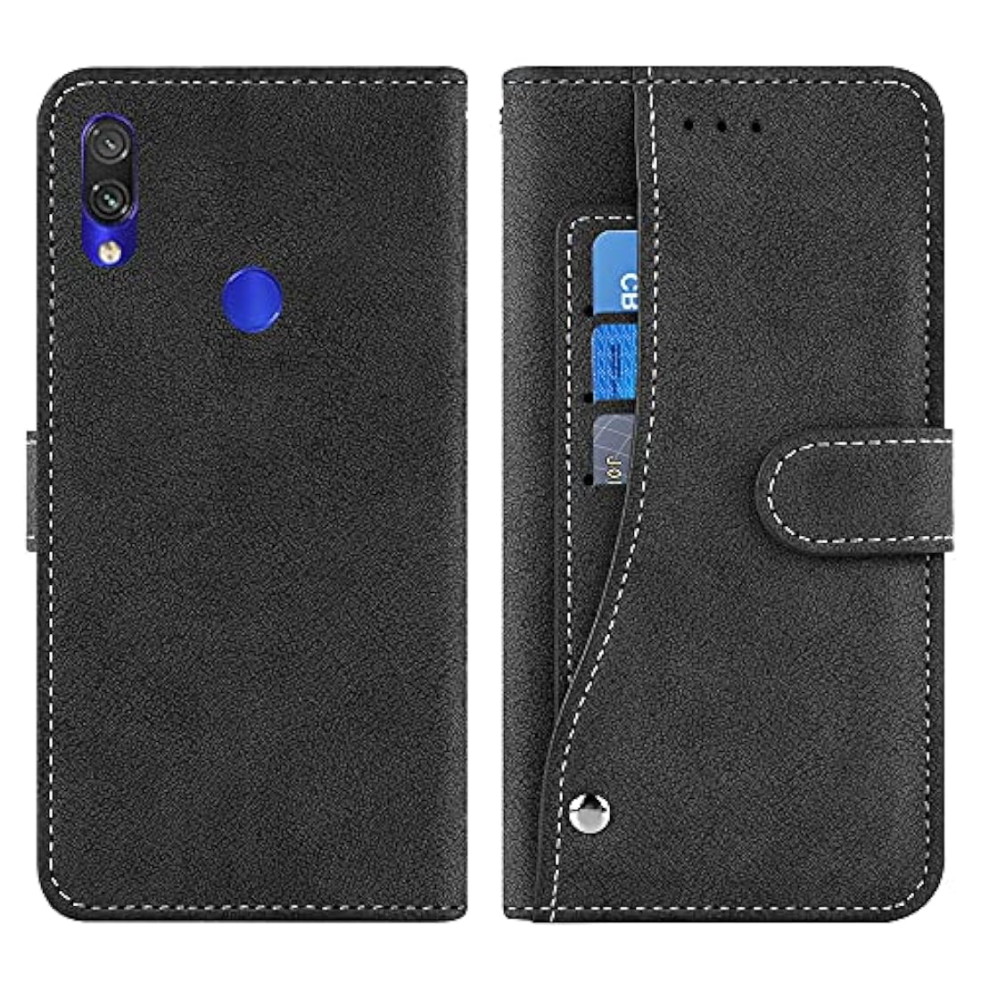 Funda tipo cartera de piel de lujo para teléfono móvil