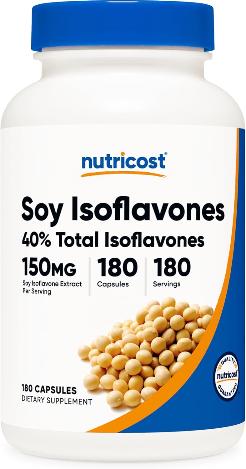 Isoflavonas de Soja Nutricost 150mg, 180 Cápsulas Veganas