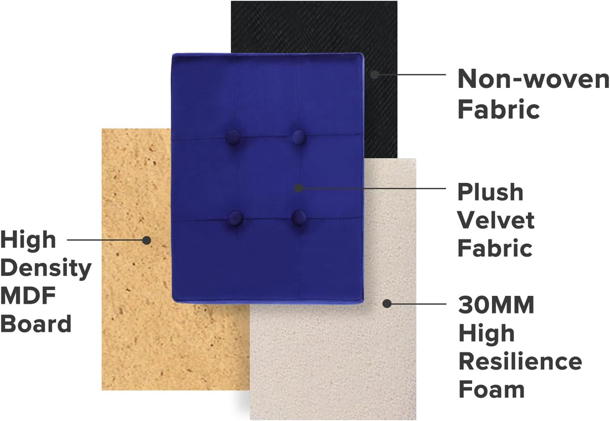 Ottomán de almacenamiento plegable con cojín y reposapiés