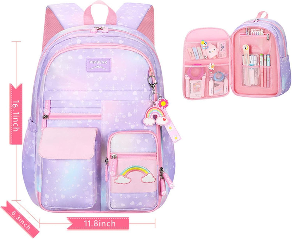 Mochila escolar para niñas con compartimentos