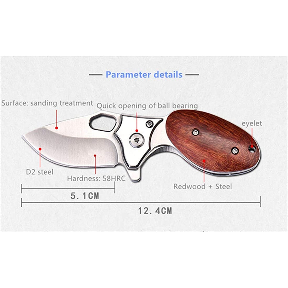 Cuchillo de bolsillo pequeño plegable de secoya mango D2