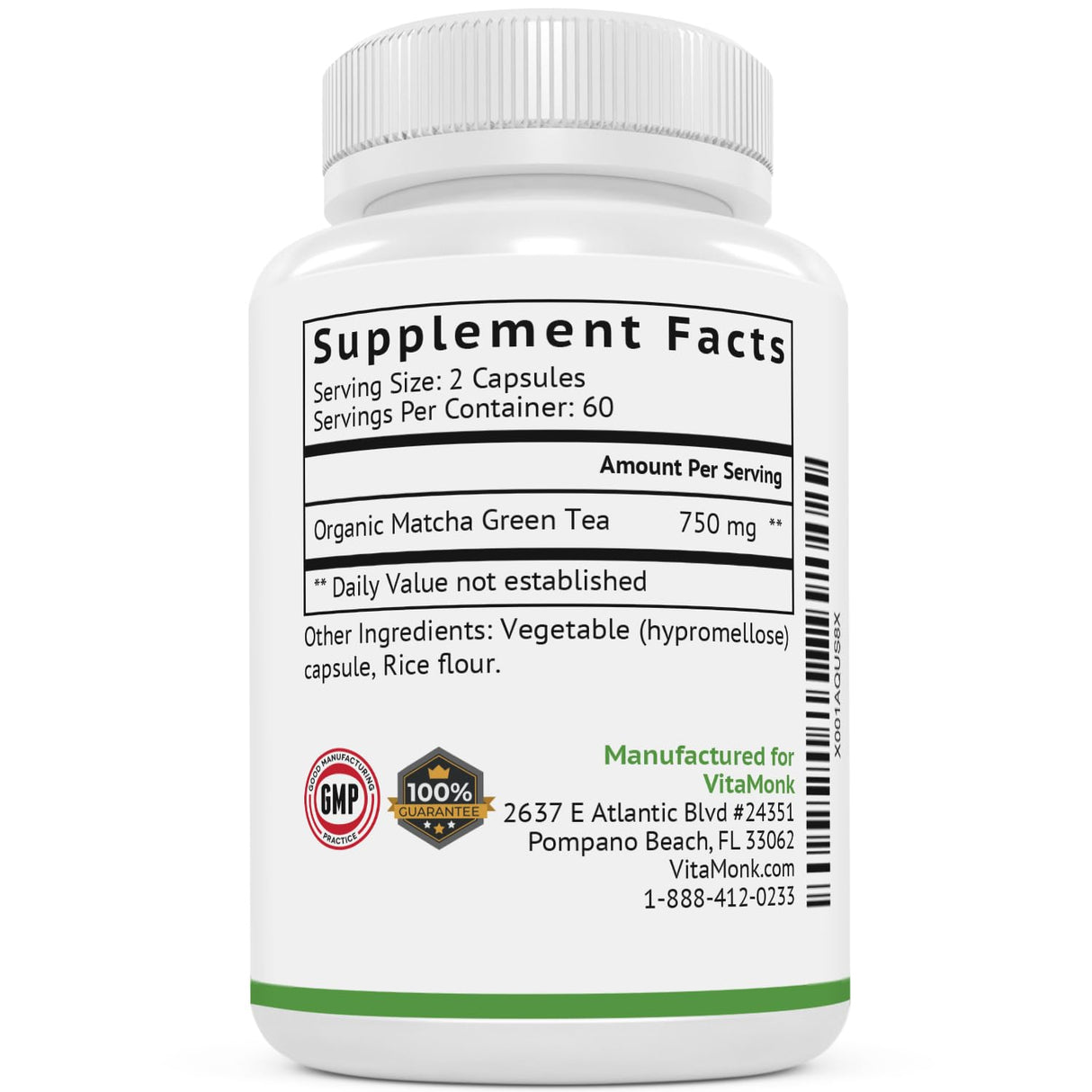 Suplemento Cápsulas orgánicas japonesas de matcha té matcha