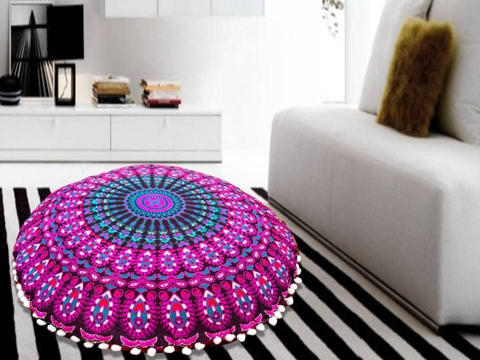 My Dream Carts Funda redonda de 22 pulgadas para cojín de suelo, silla otomana para niños y adultos, sala de estar, dormitorio, asiento verdaderamente único en su tipo, reposapiés (funda de almohada de 22 pulgadas, sin relleno)