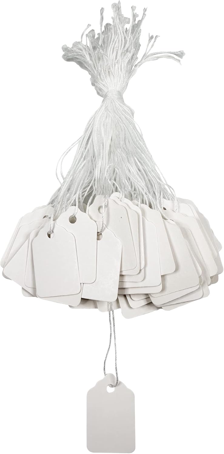 CuteBox Etiquetas de cadena blancas de 3/4" x 1 1/8" 100pc