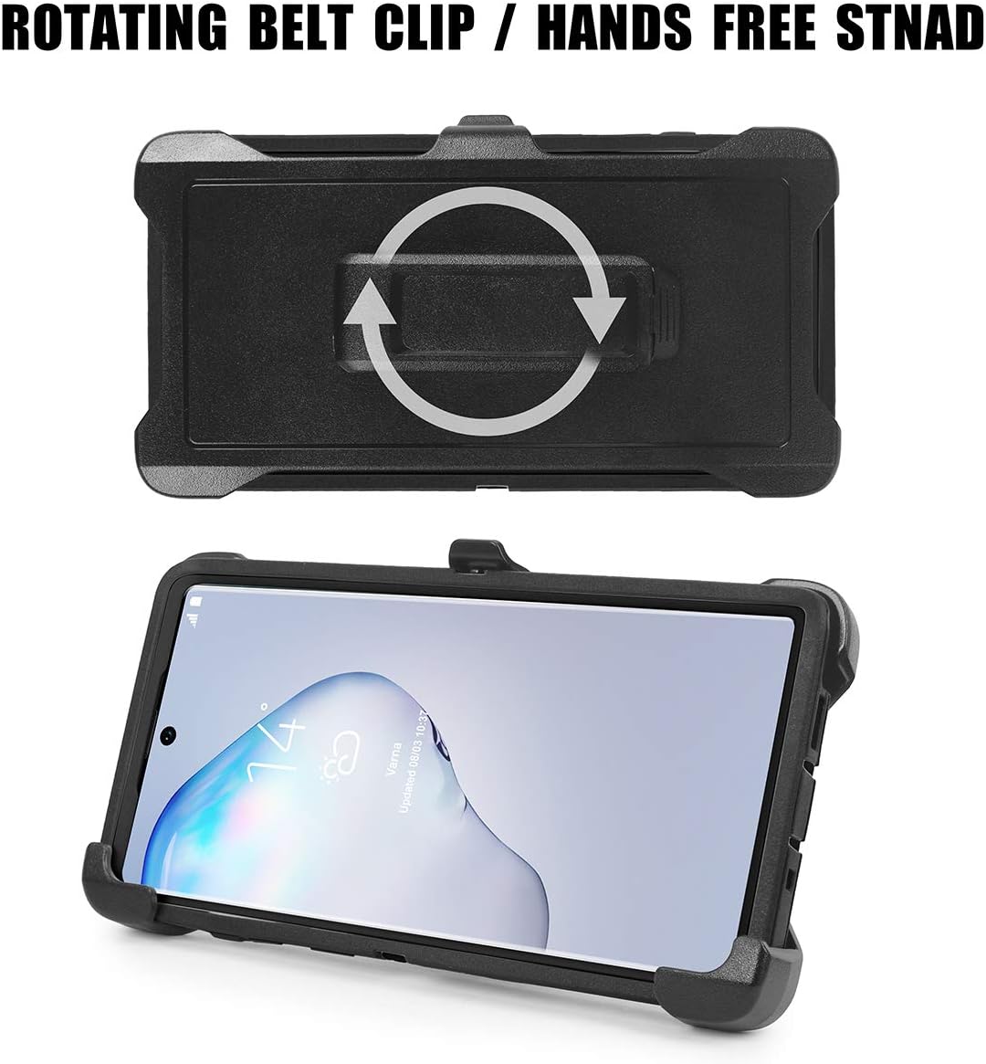 AICase Funda para Galaxy Note 10 Plus con clip para cinturón, cuerpo completo, resistente, con protector de pantalla, a prueba de golpes, caídas y polvo, 4 capas de protección para Samsung Galaxy Note 10 Plus