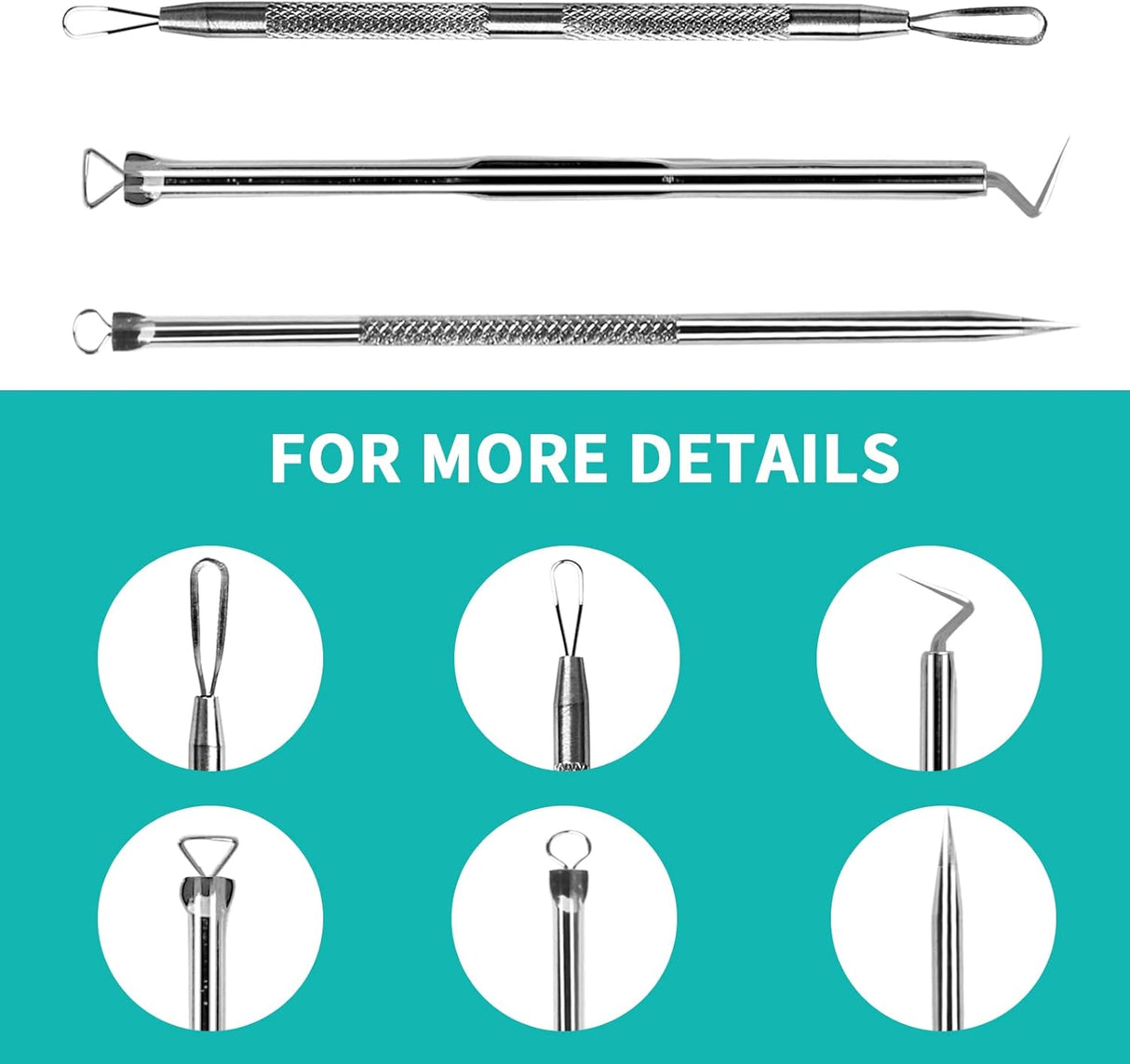 Extractor de espinillas WSYUB, acero inoxidable, kit de acné