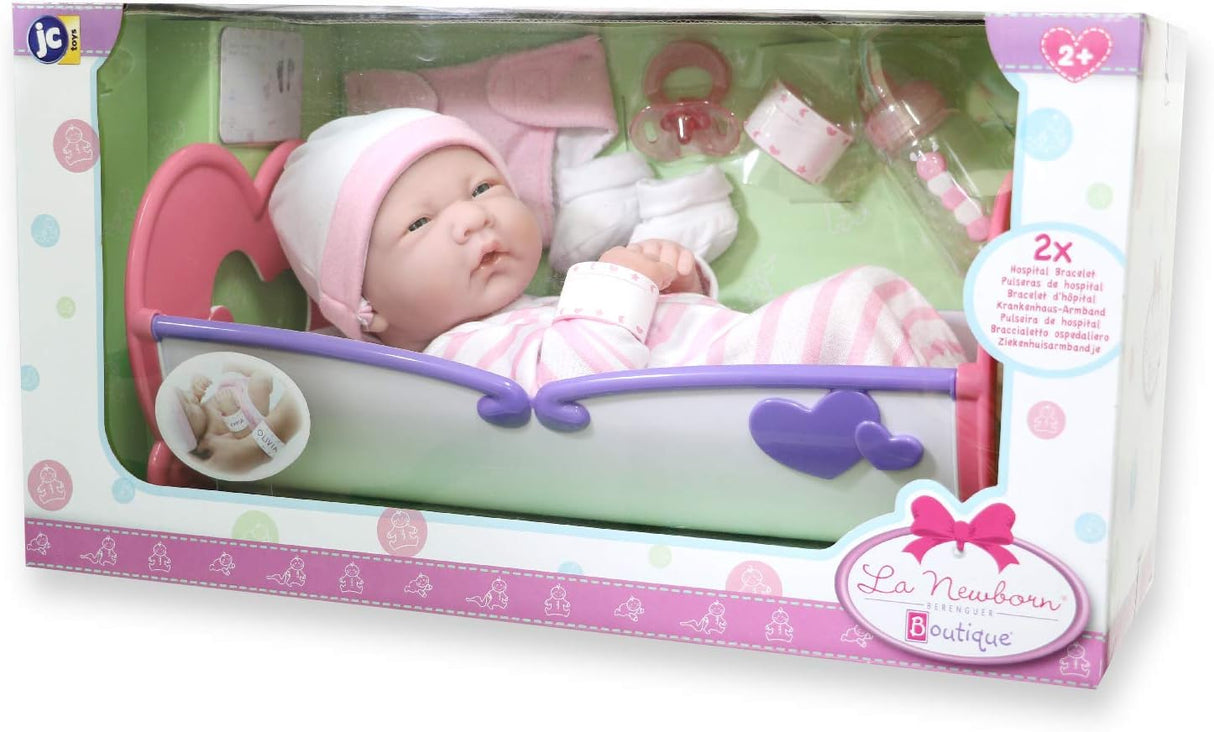 Muñeca Reborn de Vinilo con Accesorios y Cuna Rocking Crib