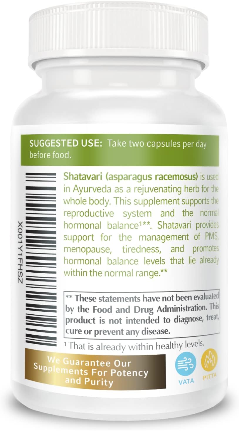 Suplemento polvo orgánicas Shatavari de 1200 mg 60 cáp