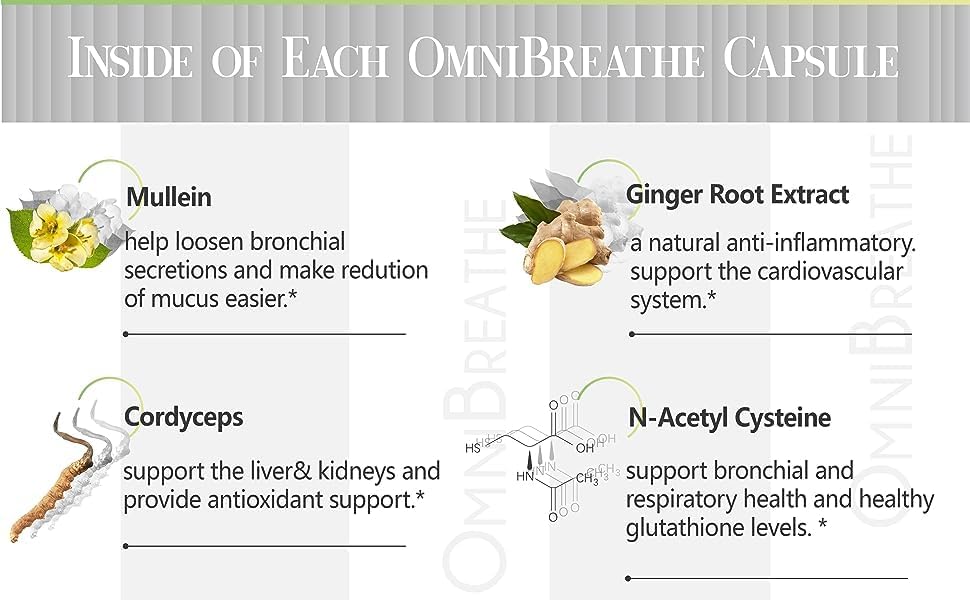 Suplementos de Alivio del asma salud bronquial Omnite