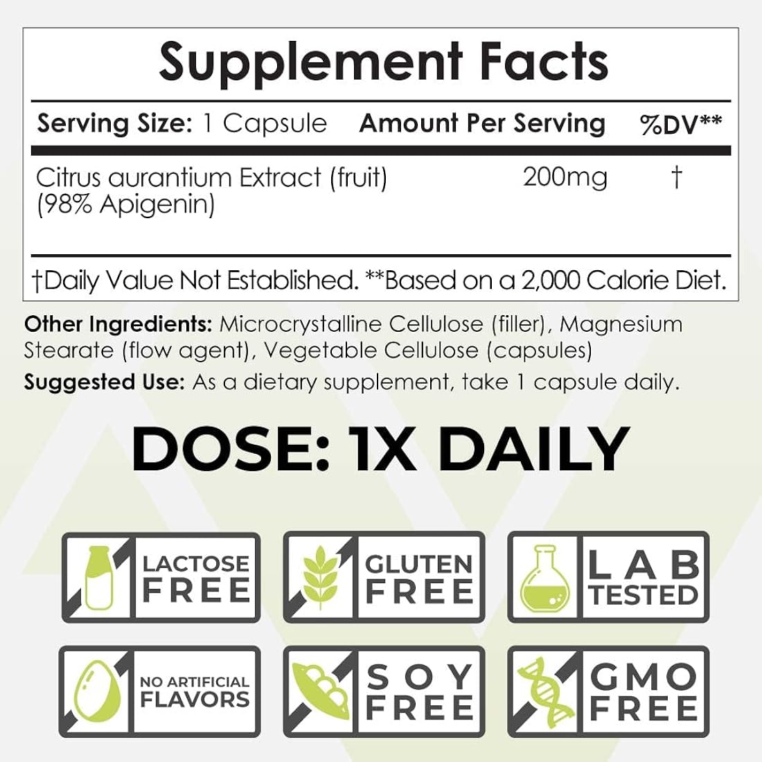 Suplemento Nootropics Depot Cápsulas de apigenina 200 mg