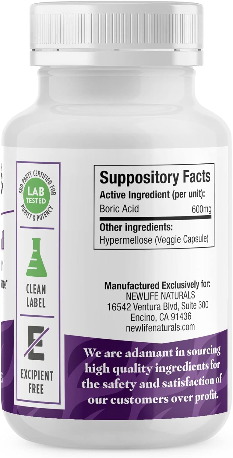 NewLife Naturals Supositorios de ácido bórico para mujeres