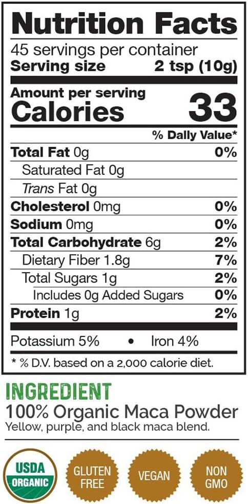 Maca Orgánica 1LB USDA Vegan Sin Gluten Superfood
