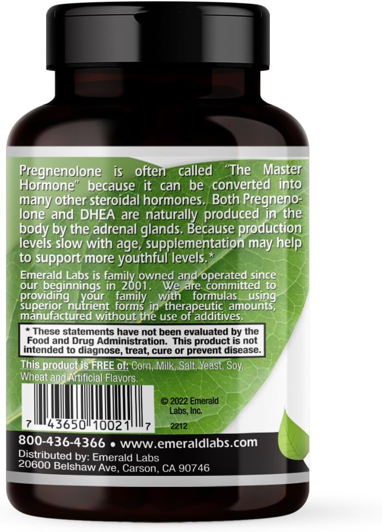 Suplemento EMERALD LABS Pregnenolona 50mg y DHEA 25mg