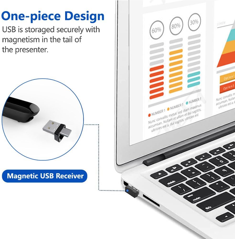 Presentador Inalámbrico 2 en 1 USB/Type-C para PPT, Control Volumen