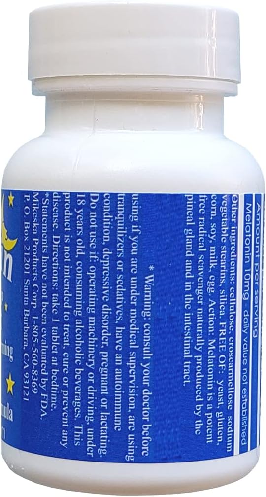 Melatonina 10mg Rápida Disolución Vegana 500 Count Super Fuerte