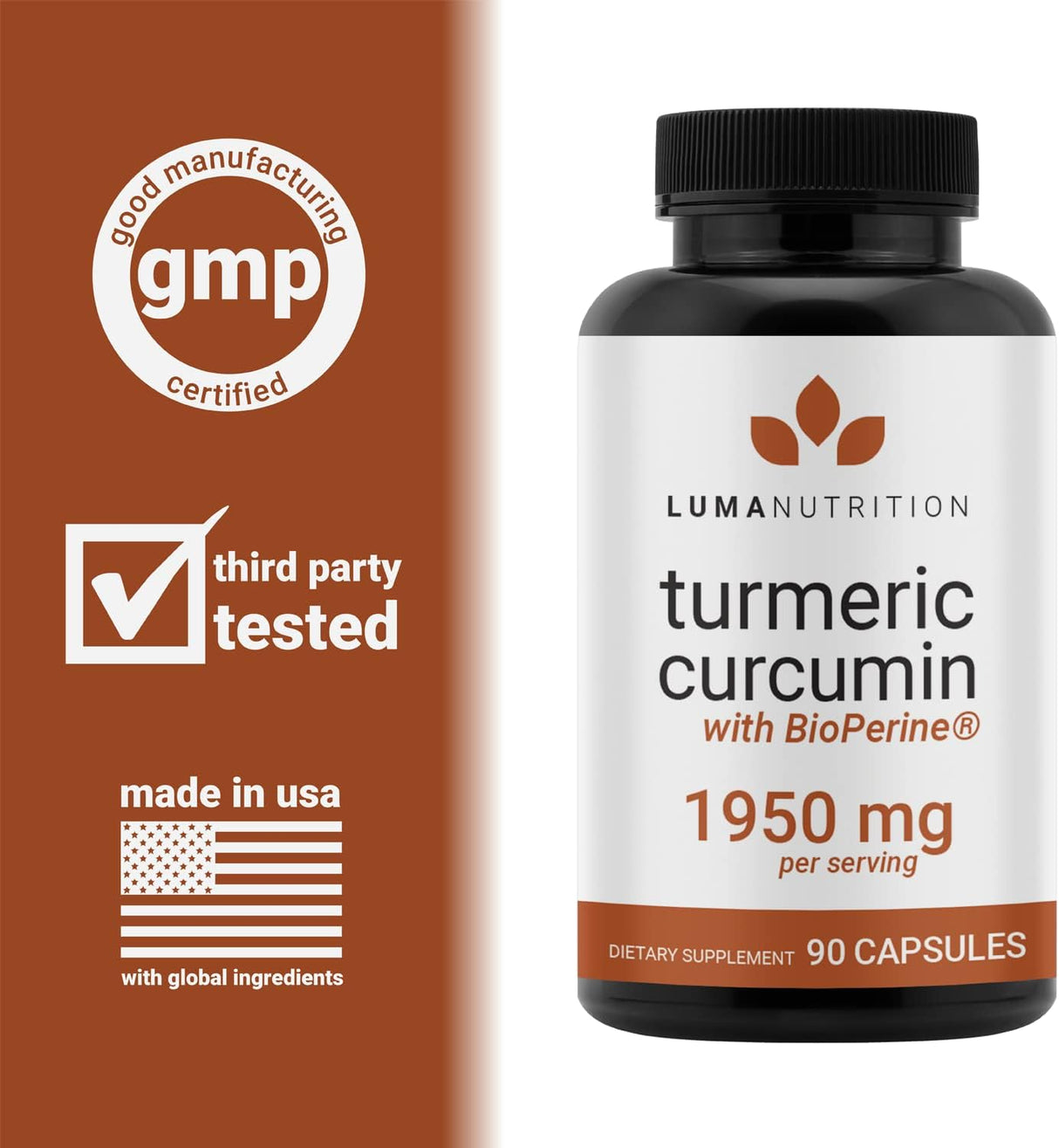 Suplemento Curcumina con pimienta negra 1950mg por porción