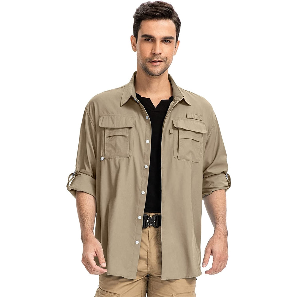 Anteef Camisas de safari con protección UV para senderismo