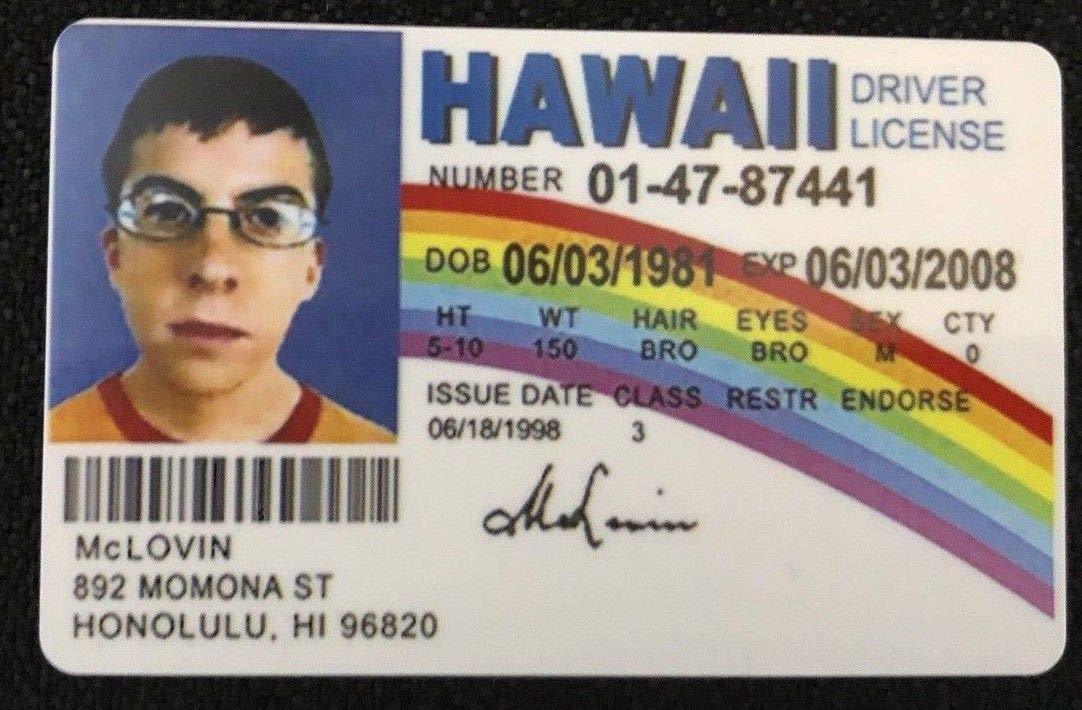 Identificación falsa DW McLovin Superbad Broma