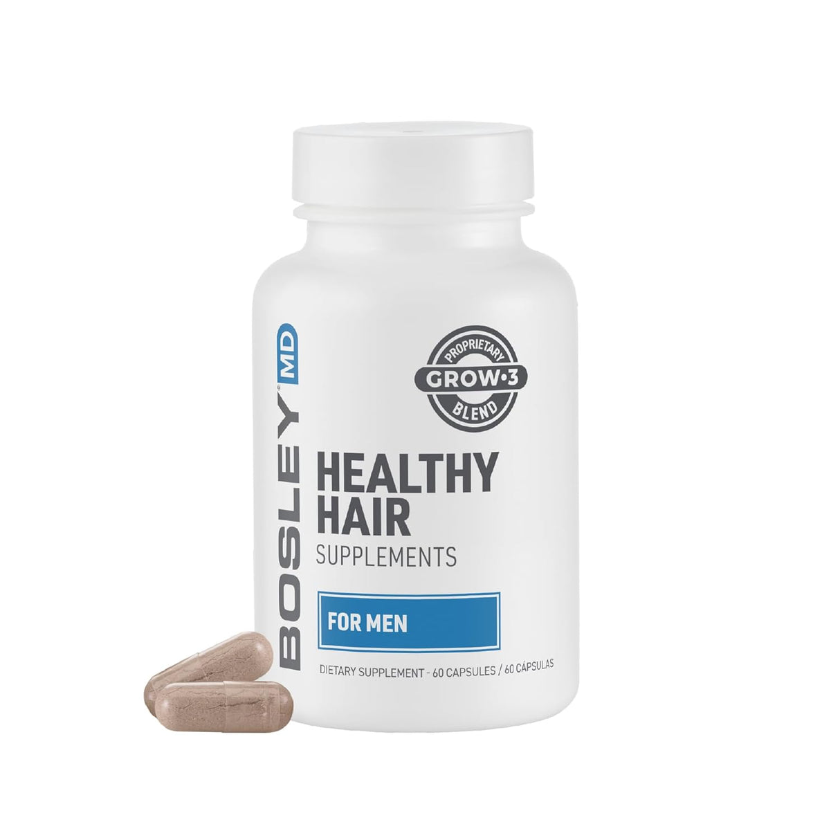 BosleyMD Suplementos saludables para el crecimiento del cabello con bloqueadores DHT para mujeres y hombres para un cabello más grueso, más lleno y más fuerte, suministro de 1 a 2 meses