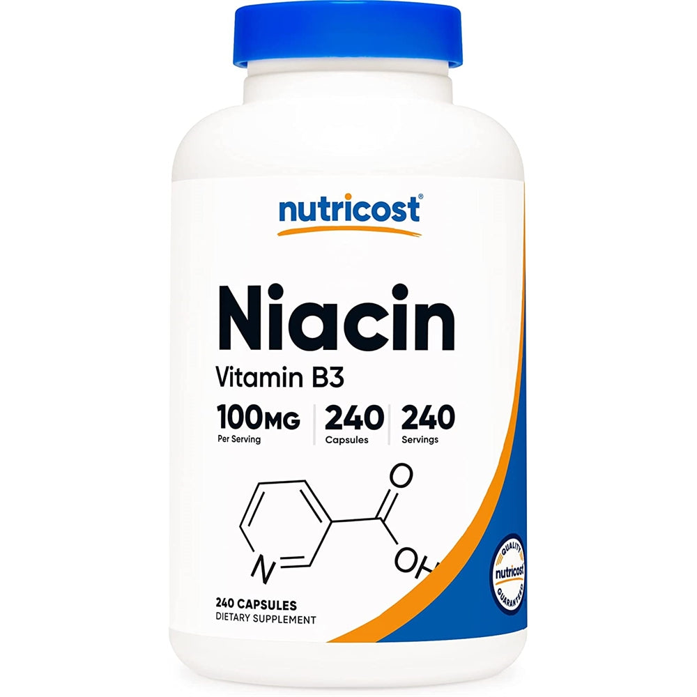 Suplemento Niacina vitamina B3 100 mg 240 cápsula sin gluten