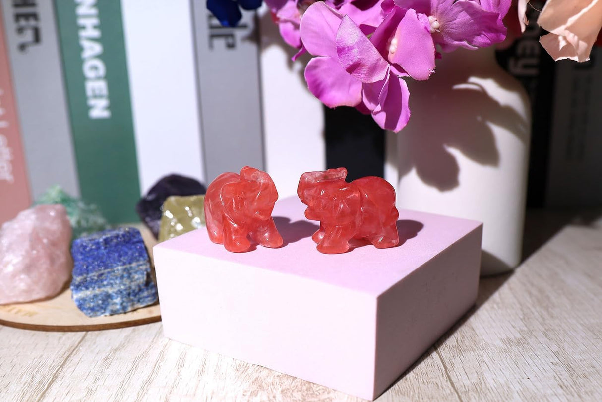 QINJIEJIE Decoración de elefante con cristales de cuarzo