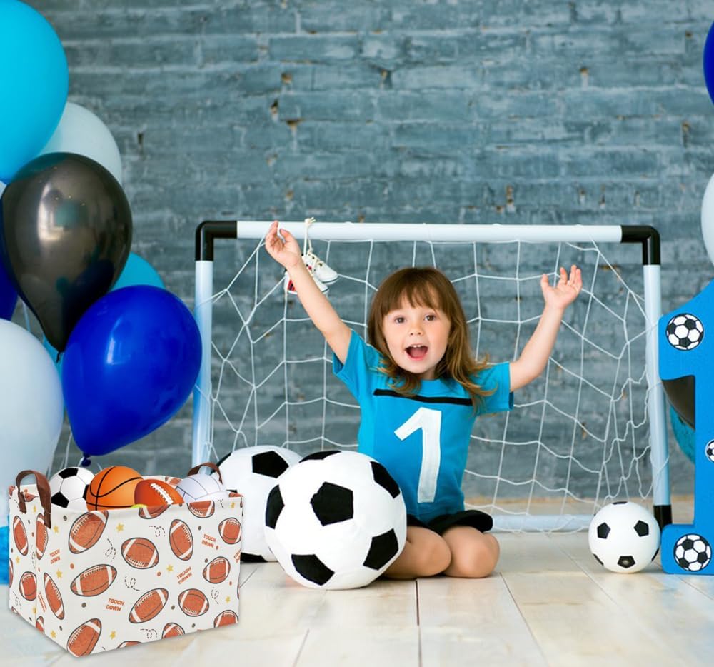 Canasta de Almacenamiento Rectangular para Niños (Fútbol)