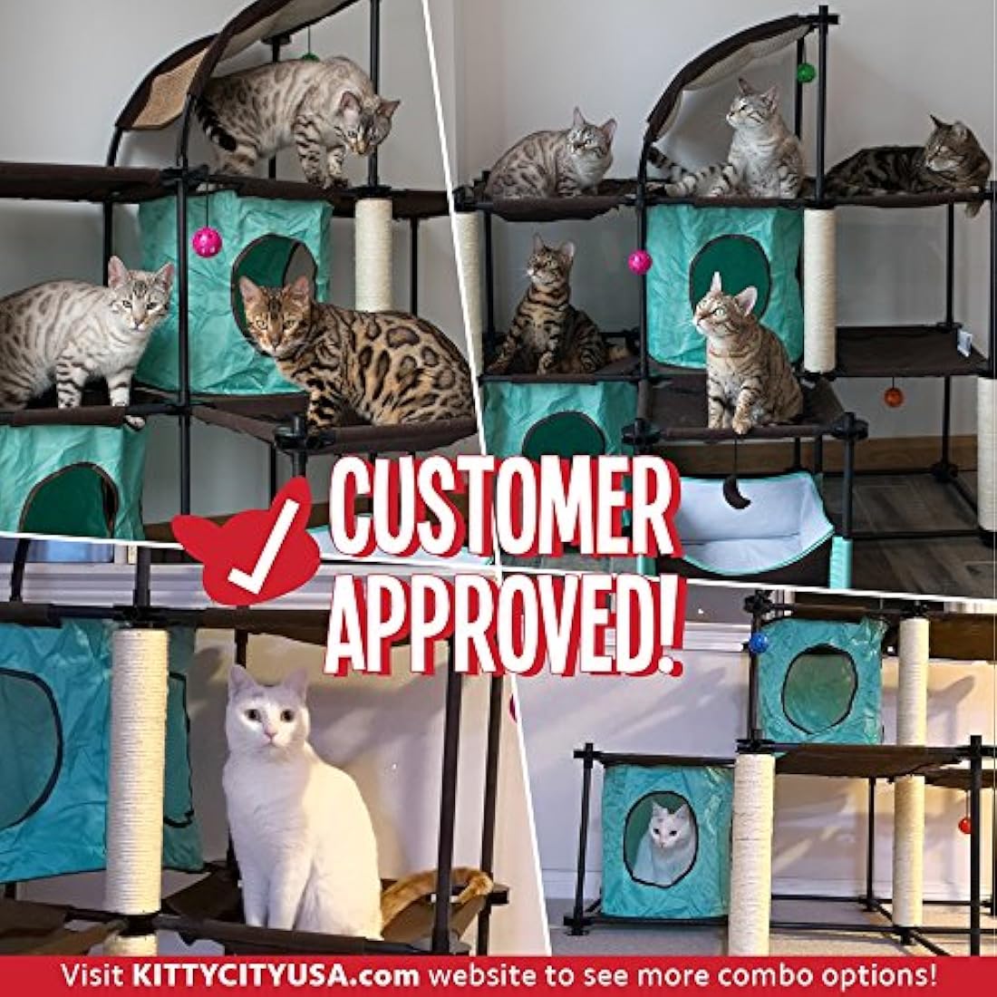 Casa para gatos, con postes de arañar