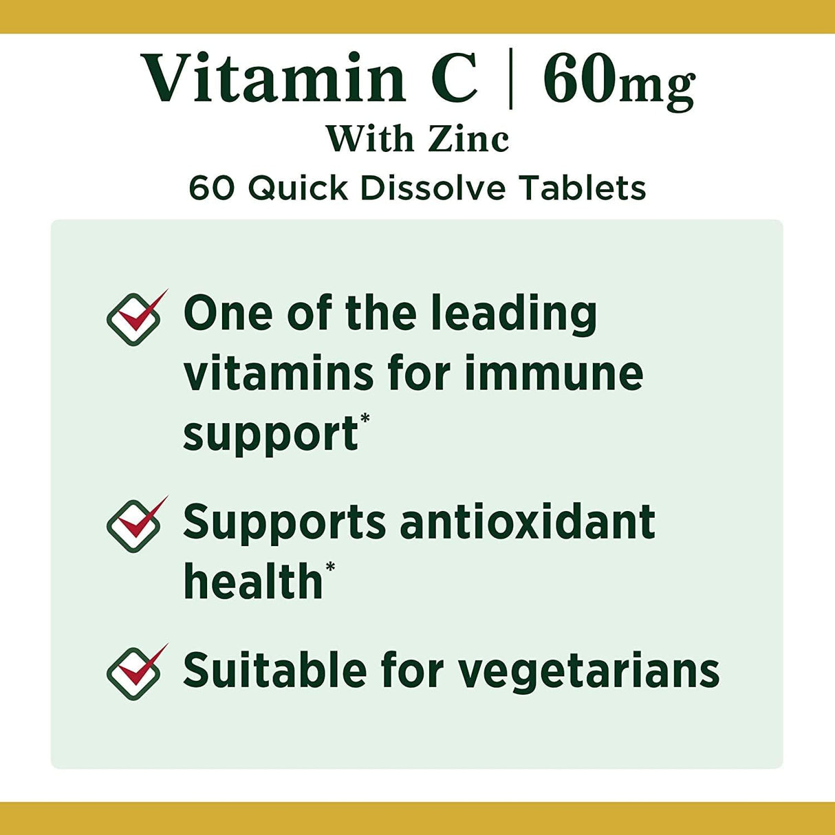 Vitamin C + Zinc by Nature's Bounty, Suplemento Inmune, 60 mg, 60 Tabletas