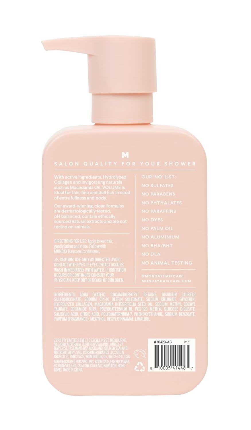 Champú Volumen para Cabello Fino y Graso con Aceite de Coco