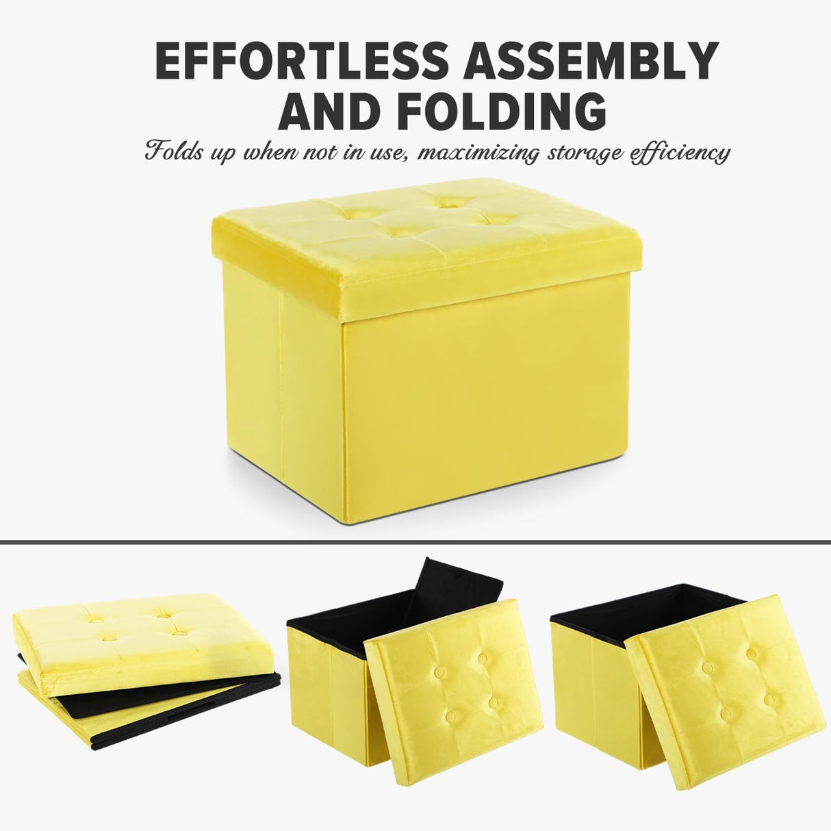 Ottomán de almacenamiento plegable con reposapiés y acolchado