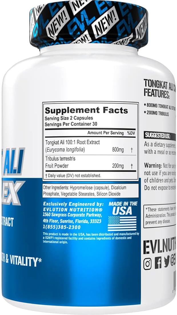 Suplemento Tongkat Ali de salud y vitalidad veganas 30 und