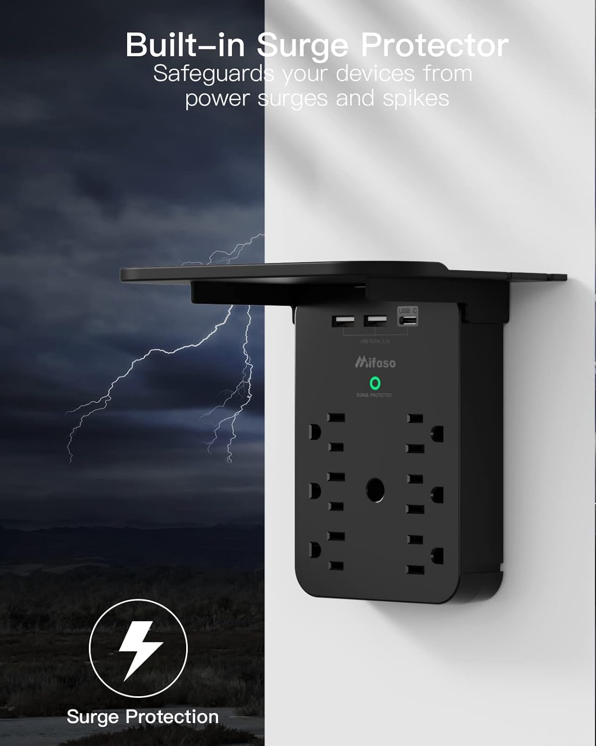 Extensor de toma de corriente – Protector de sobretensiones