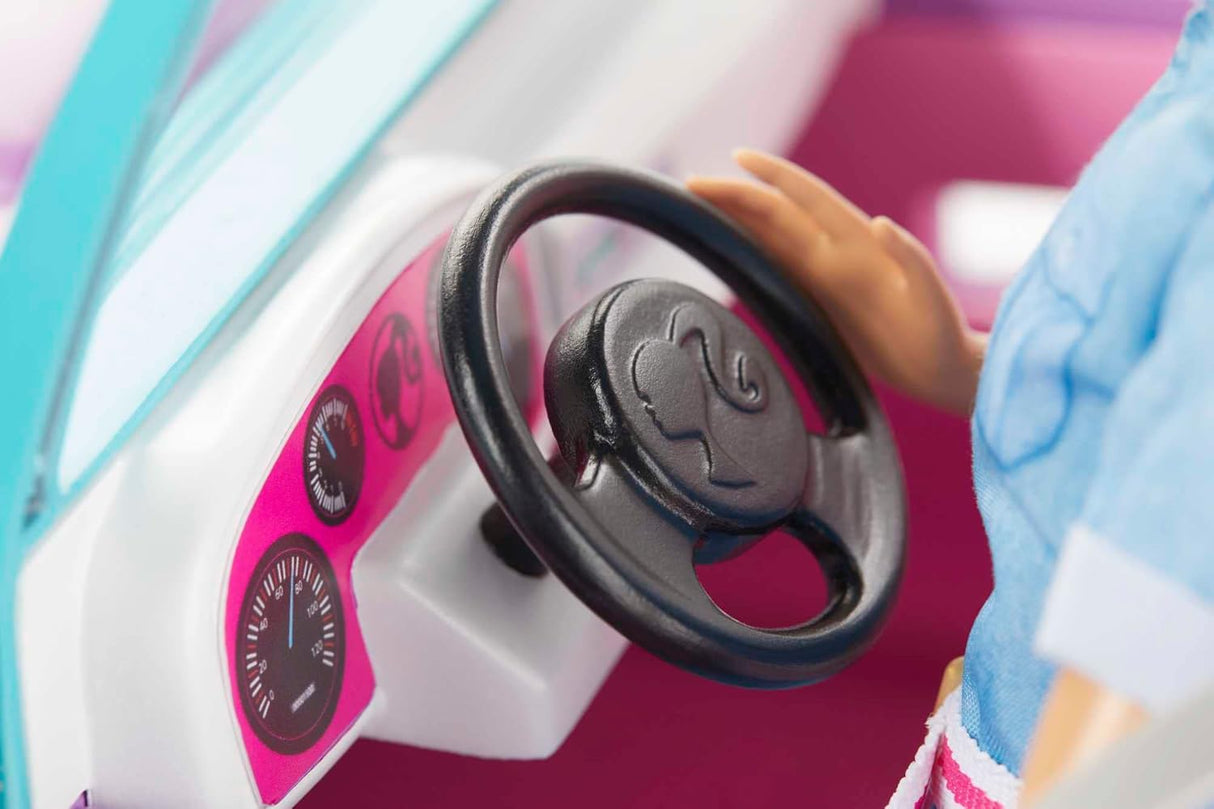 Barbie Vehículo Todo Terreno, Asientos Rosados, Ruedas Giratorias