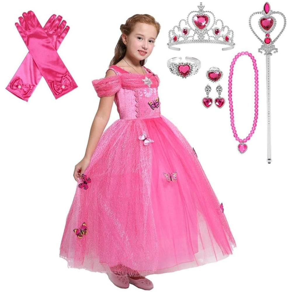 Disfraz de princesa Aurora para niñas con accesorios 5-6