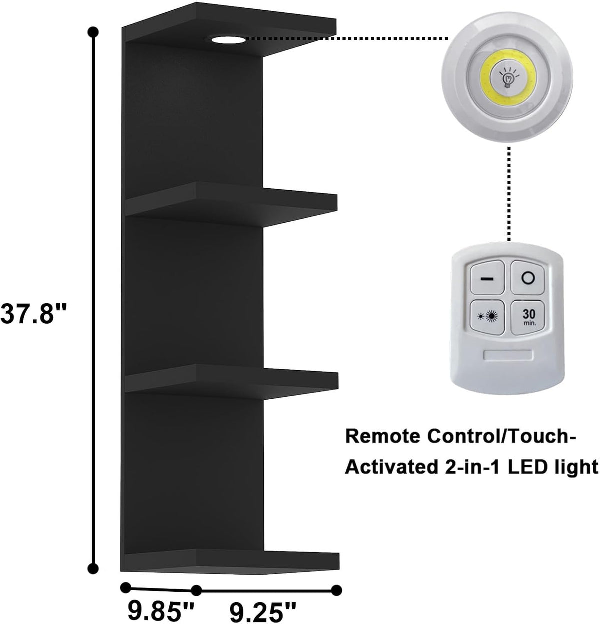 Estante de Pared 4 Niveles, Marca Lack, Con Luz LED Control Remoto