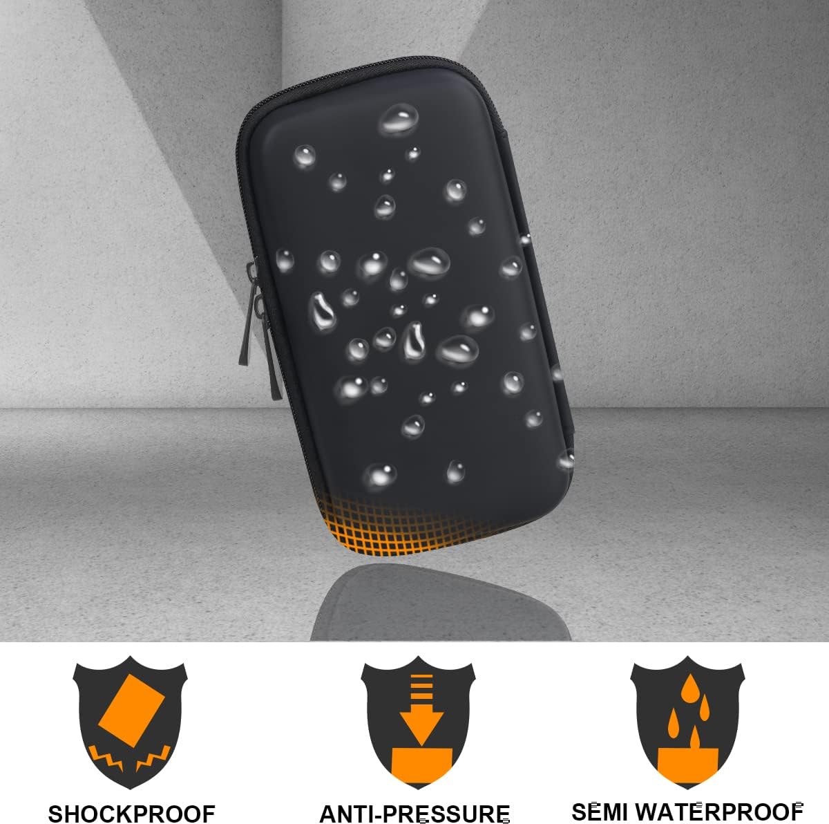 Elonbo Estuche rígido de viaje para Anker 622/633 / 521 batería magnética (MagGo), cargador portátil inalámbrico plegable magnético de almacenamiento de banco de energía, bolsillo de malla adicional para cable de carga, negro y naranja