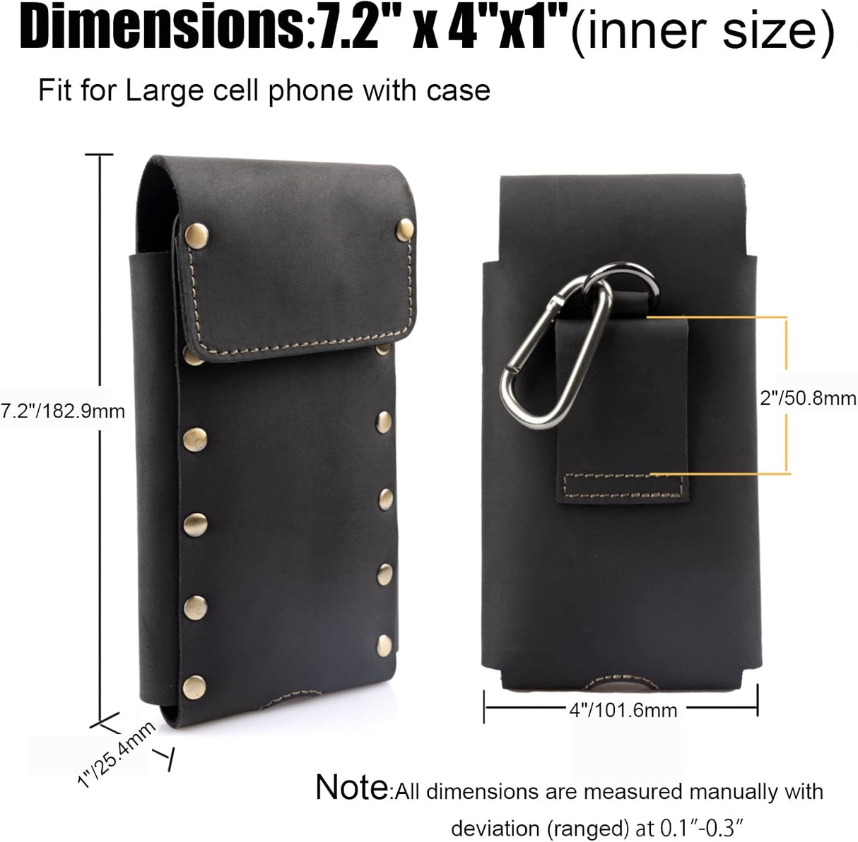 Topstache Funda de cuero para teléfono, Samsung S22 Ultra, funda para iPhone 13 Pro Max para cinturón, funda universal para teléfono con clip para cinturón, funda de cuero para Otterbox, funda para teléfono celular con tapa