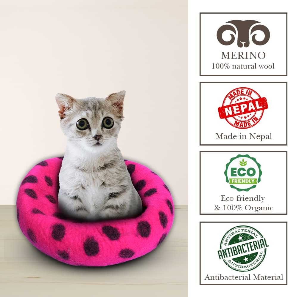 Cueva para Gatos Woolygon - Feltro Premium, Ecológica, Polka Dot