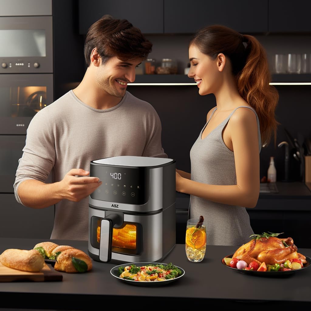Freidora de Aire ASZ 5 qt, 8 Presets, 1400W, Auto Apagado