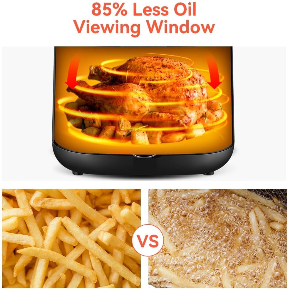 Freidora de aire ASZ 5qt 1400W, 4.7L, temporizador 60s