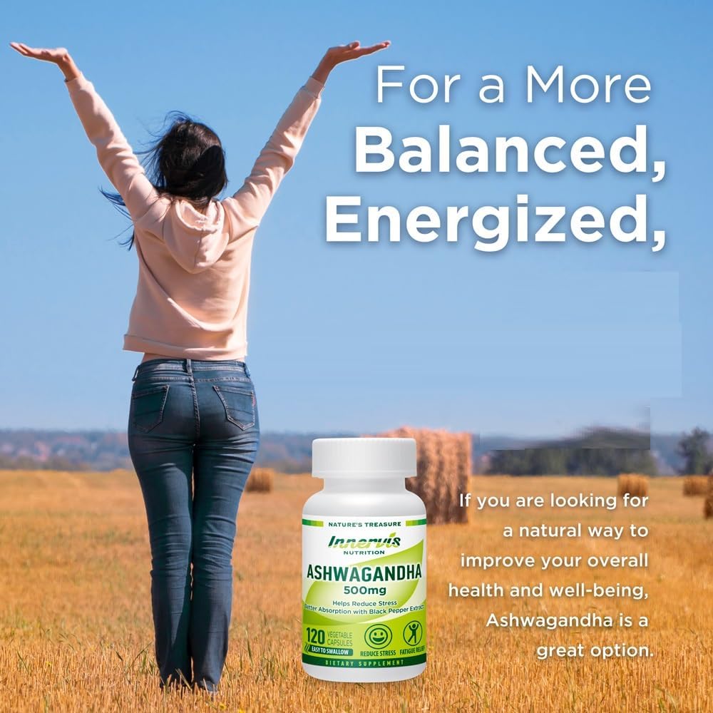 Ashwagandha 500mg - Cápsulas Veganas, Apoyo Estrés y Cerebro