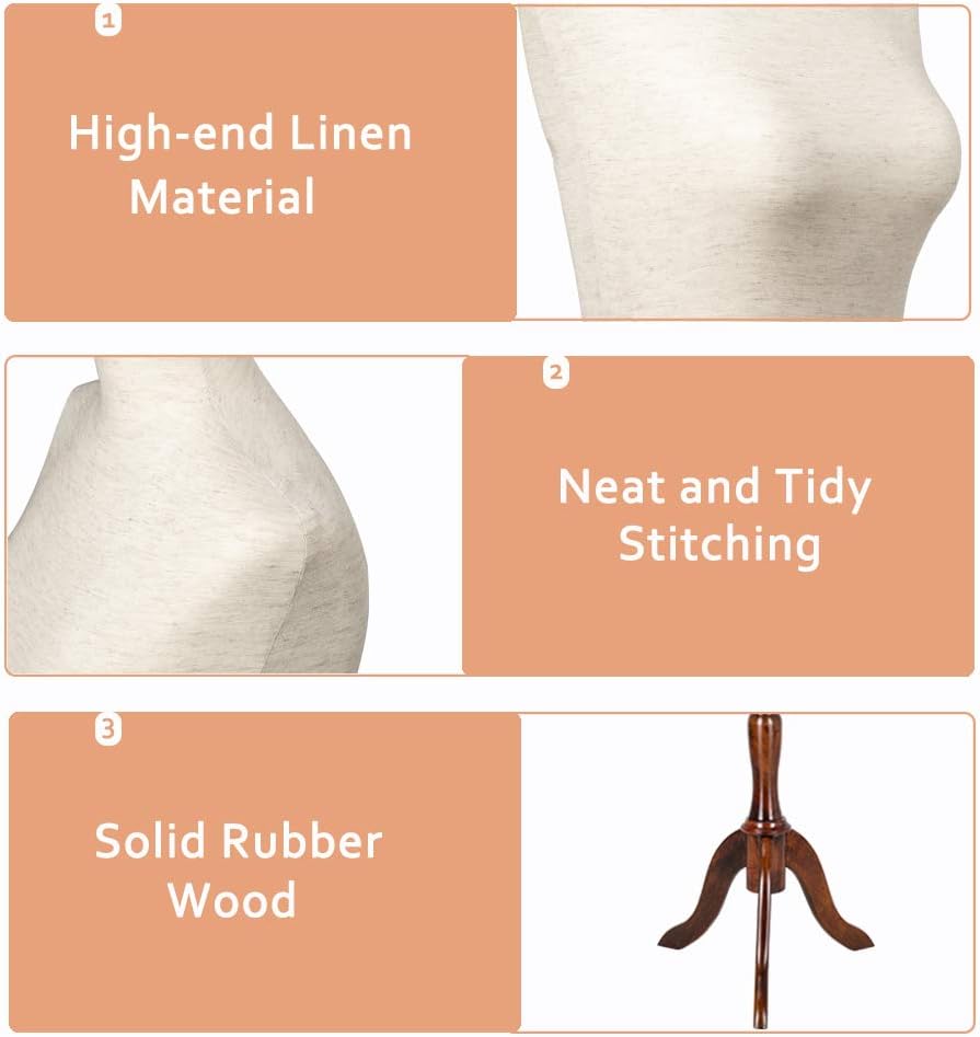 Maniquí Femenino Bonnlo, Ajustable, para Ropa y Joyería, 6-8