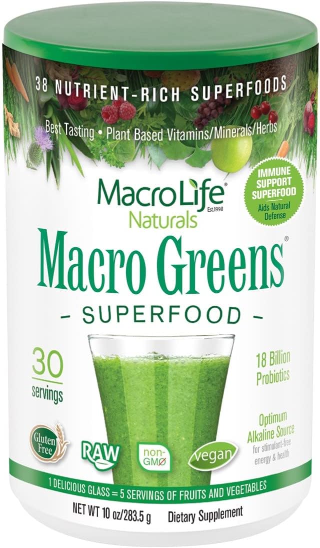MacroLife Naturals Macro Greens: Superalimento 10oz (30 Serv.)