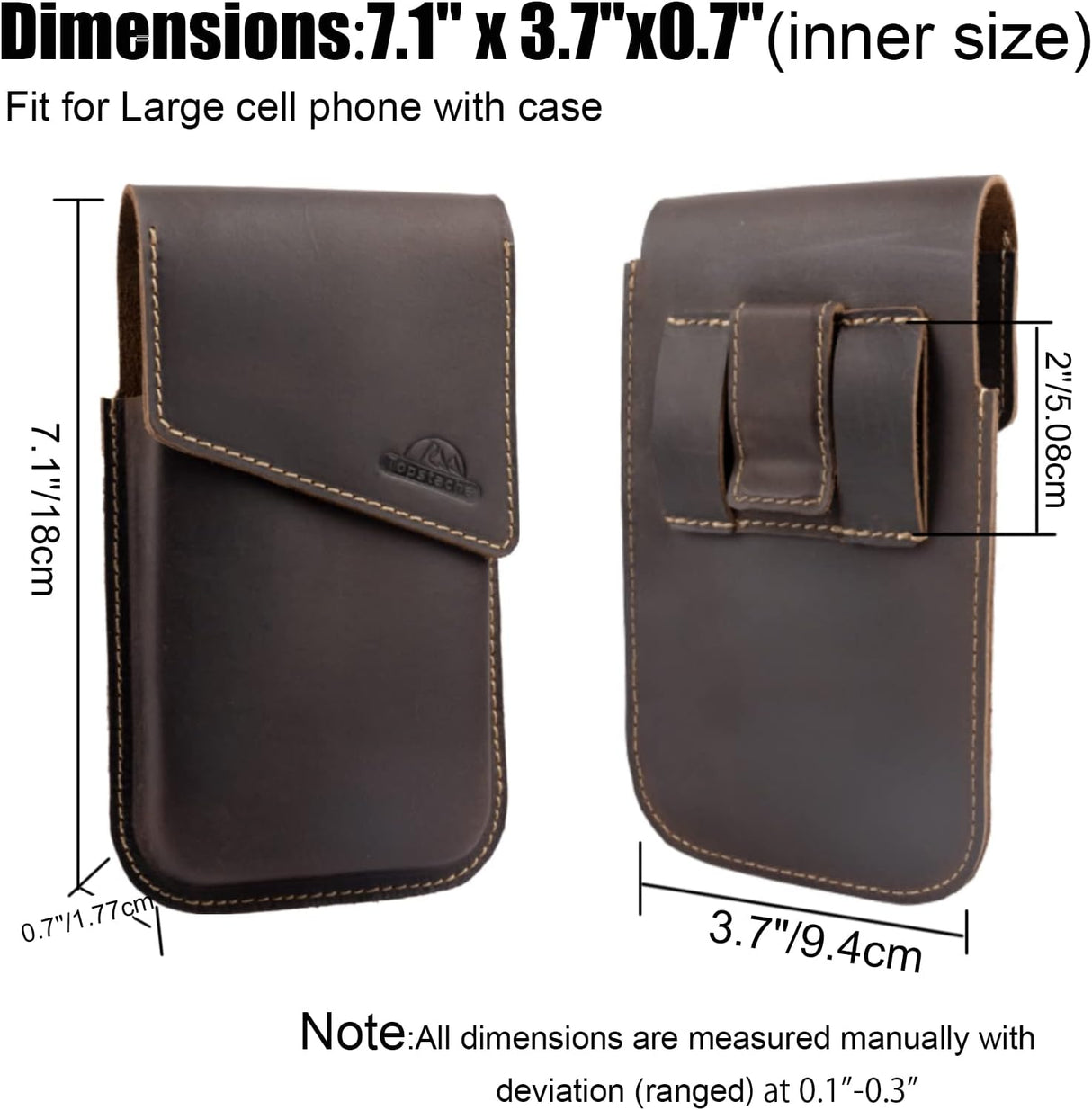 Topstache Funda de cuero para teléfono, Samsung S22 Ultra, funda para iPhone 13 Pro Max para cinturón, bolsa universal para teléfono con clip para cinturón, funda de cuero para Otterbox, fundas abatibles para teléfono celular