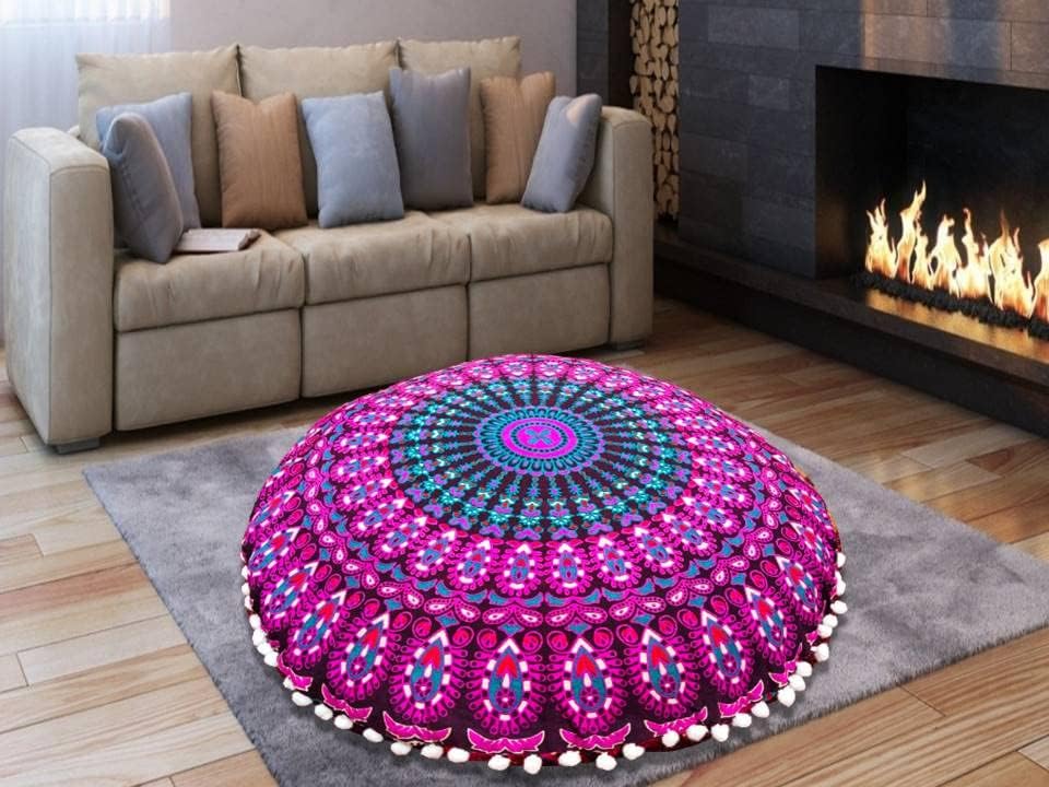 My Dream Carts Funda redonda de 22 pulgadas para cojín de suelo, silla otomana para niños y adultos, sala de estar, dormitorio, asiento verdaderamente único en su tipo, reposapiés (funda de almohada de 22 pulgadas, sin relleno)