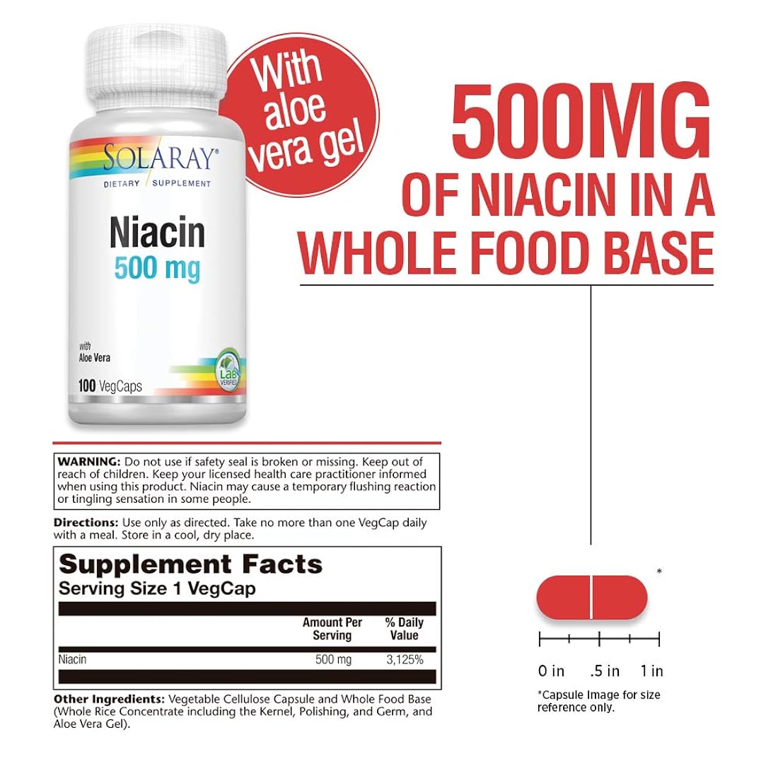 Suplementos Niacin 500 mg Vitamin B3 100cap